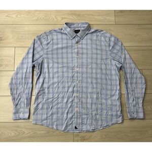 UNTUCKit Shirt Agnitio Blue Plaid Long Sleeve Button Up Stretch‎ Performance XXL